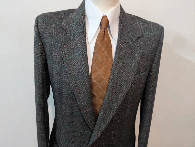 Ancien costume gris a carreaux en laine