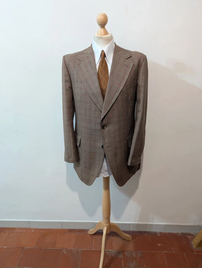 Fabuleux costume gris marron à carreaux en laine