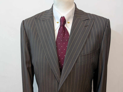 Magnifique costume pinstripe marron en laine