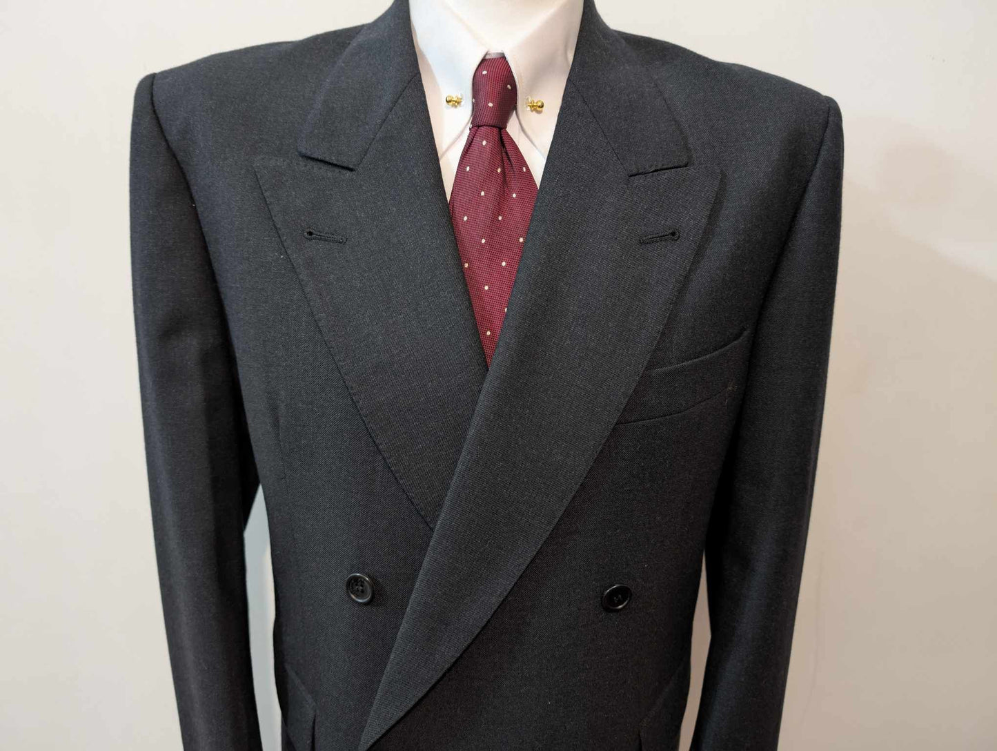 Classique costume croisé gris en laine