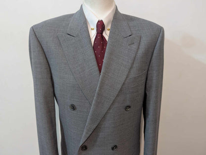 Fabuleux costume croisé gris en laine froide