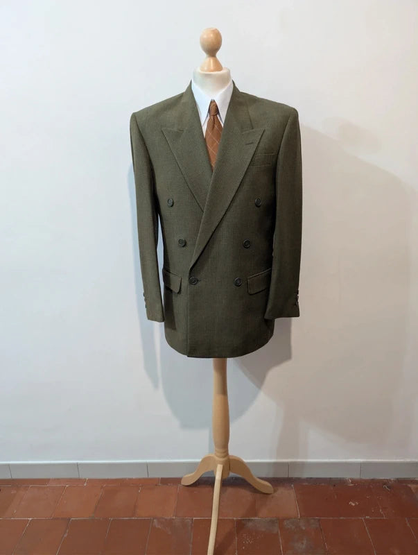 Prächtiger, zweireihiger grüner Wollanzug