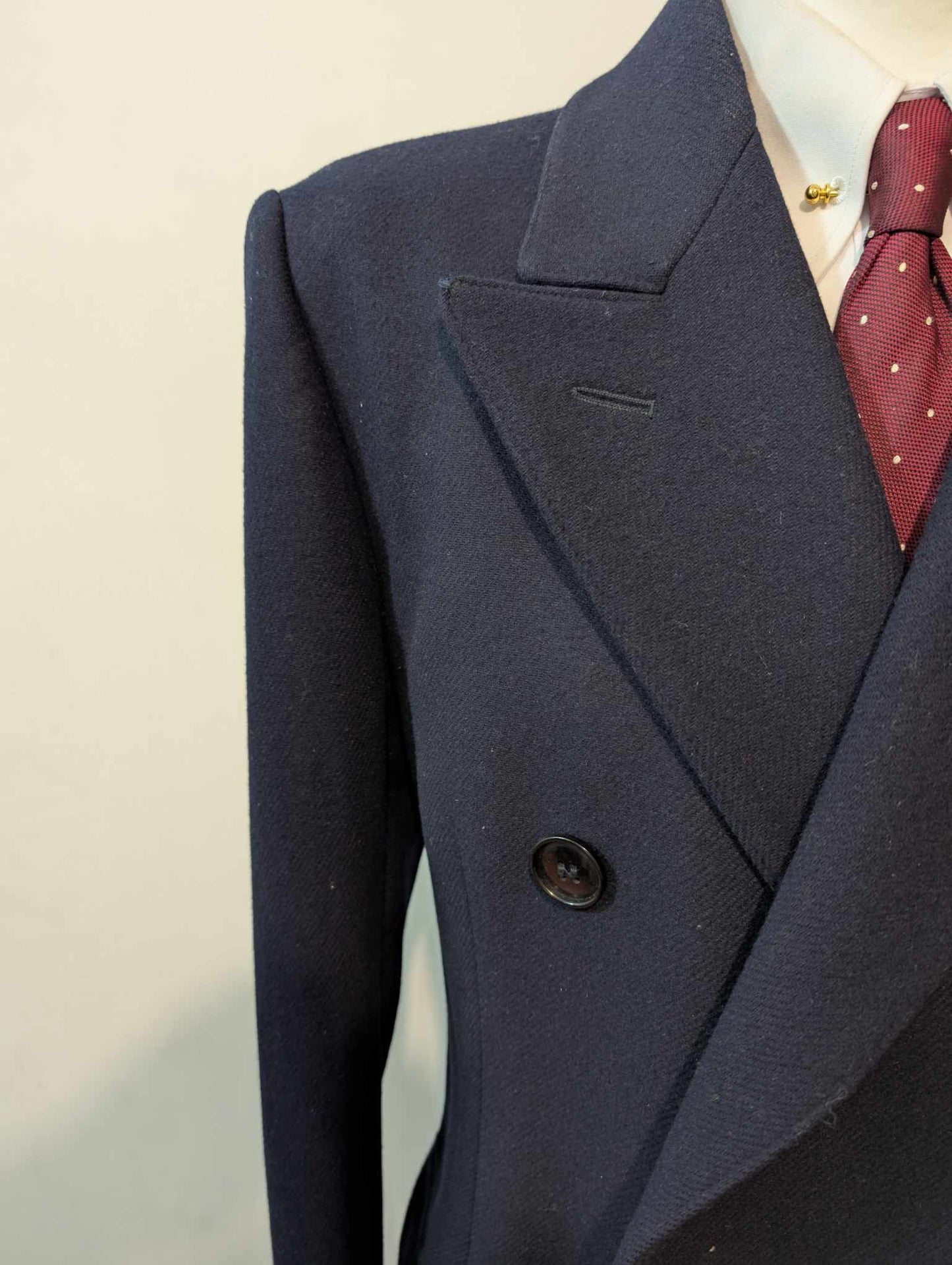 Magnifique manteau croisé bleu marine en laine