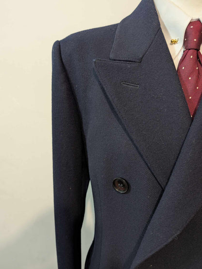 Magnifique manteau croisé bleu marine en laine