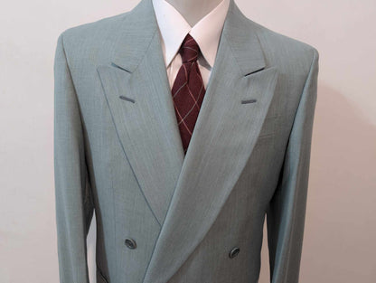 Mignon costume croisé bleu vert en laine légère