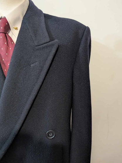 Magnifique manteau croisé bleu marine en laine