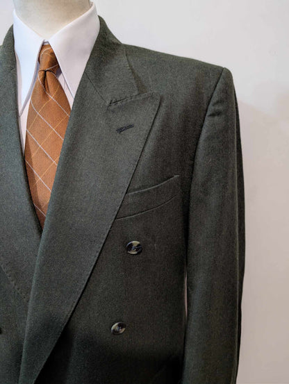 Original costume croisé vert en flanelle