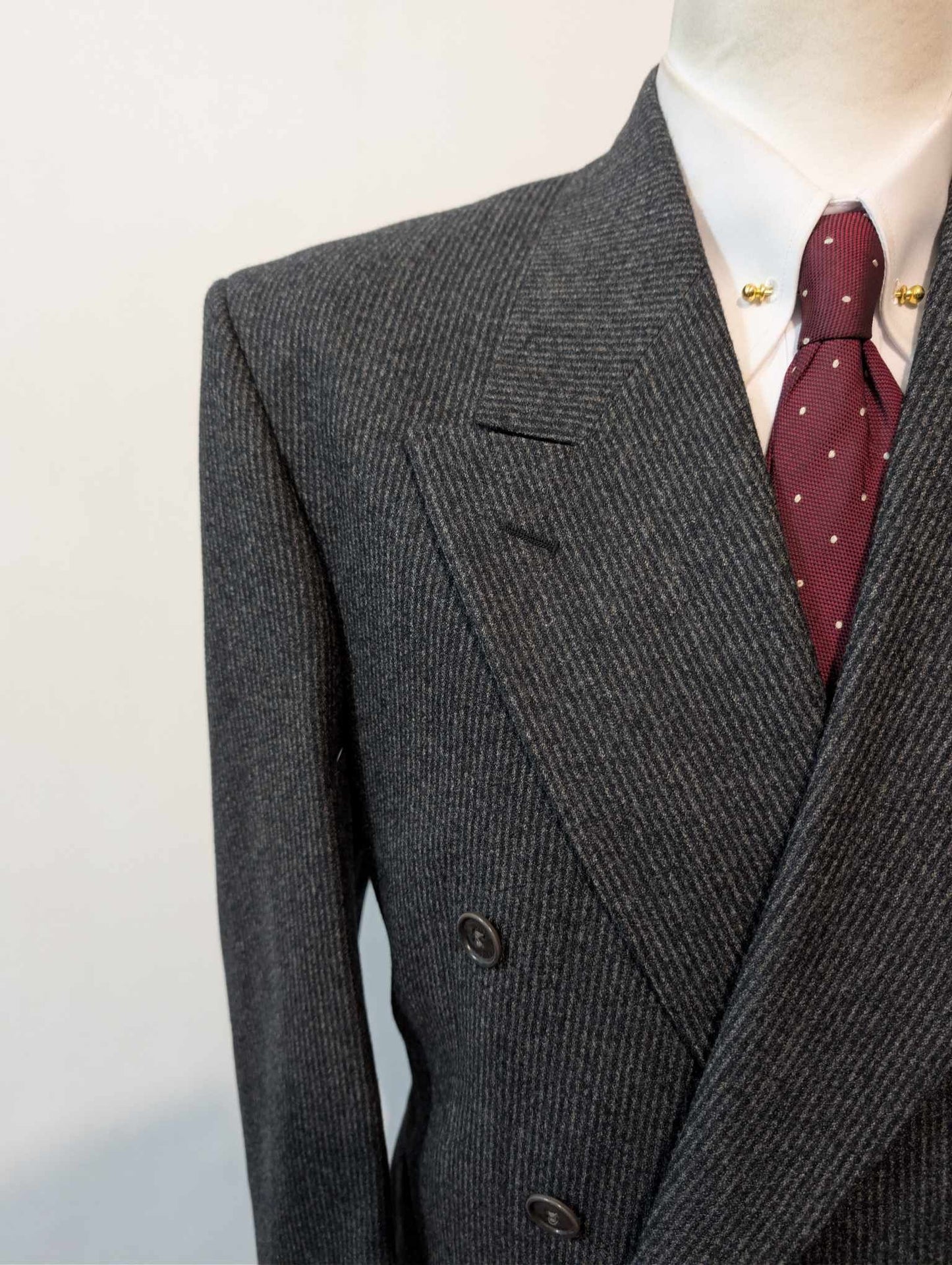 Fantastique costume croisé en flanelle de laine