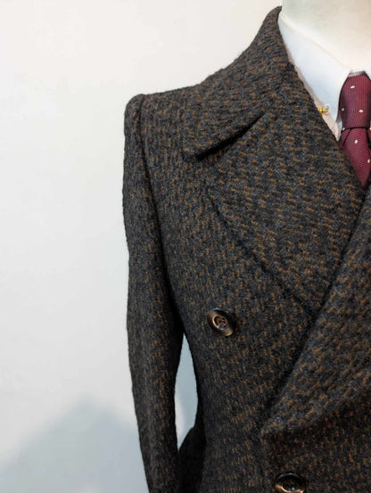 Élégant manteau marron en tweed