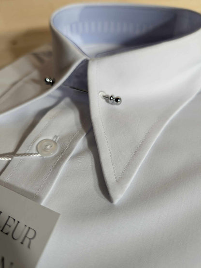 Cotton blend pin-point collar shirt