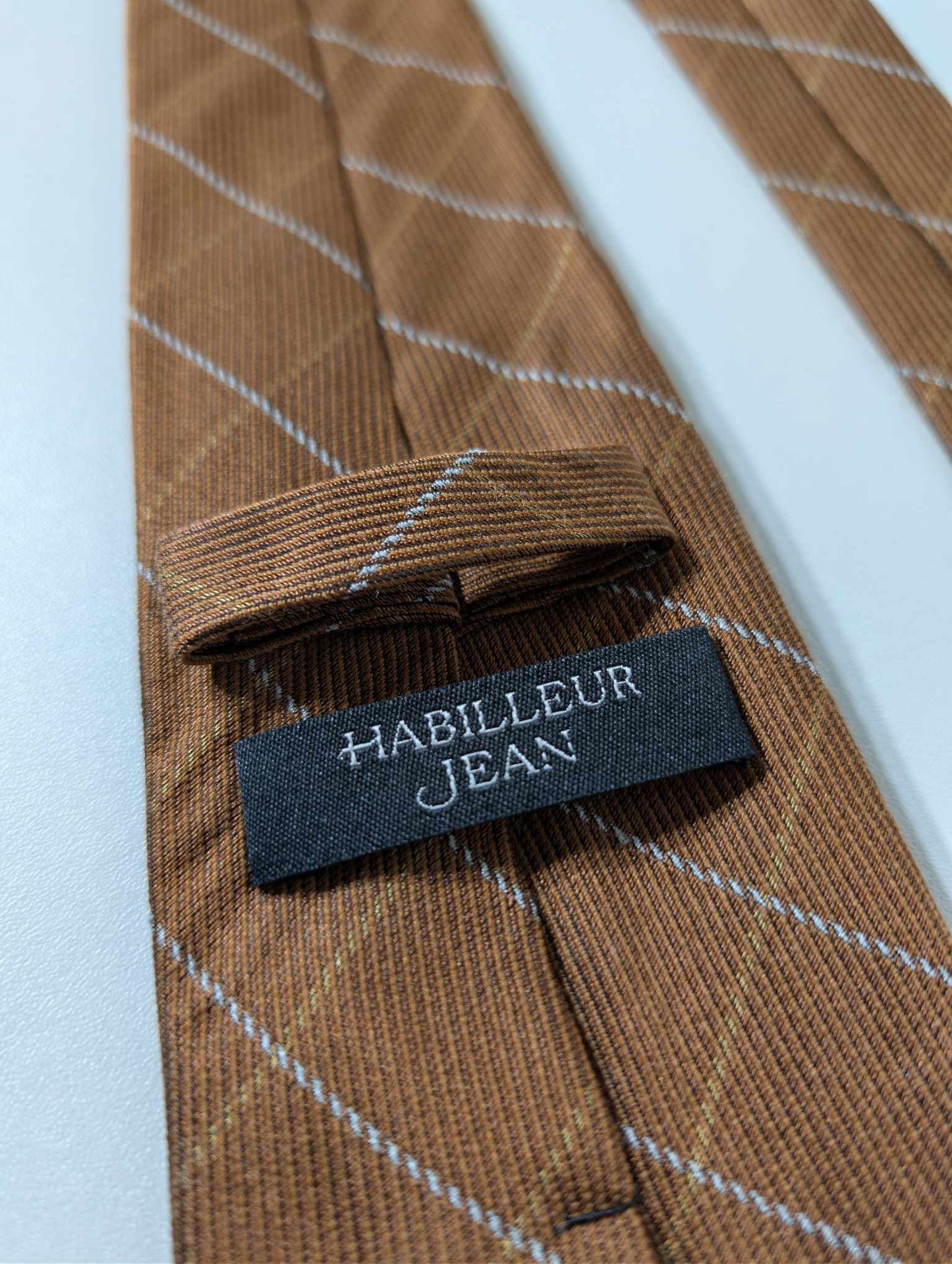 Cravate Marron à carreaux en laine/soie