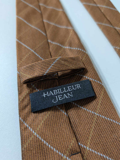 Cravate Marron à carreaux en laine/soie