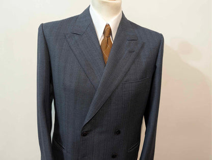 Prächtiger, zweireihiger, gestreifter Wollanzug