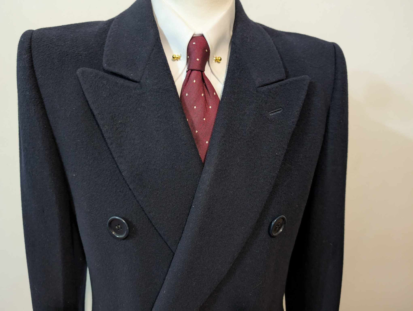 Exceptionnel manteau croisé bleu marine