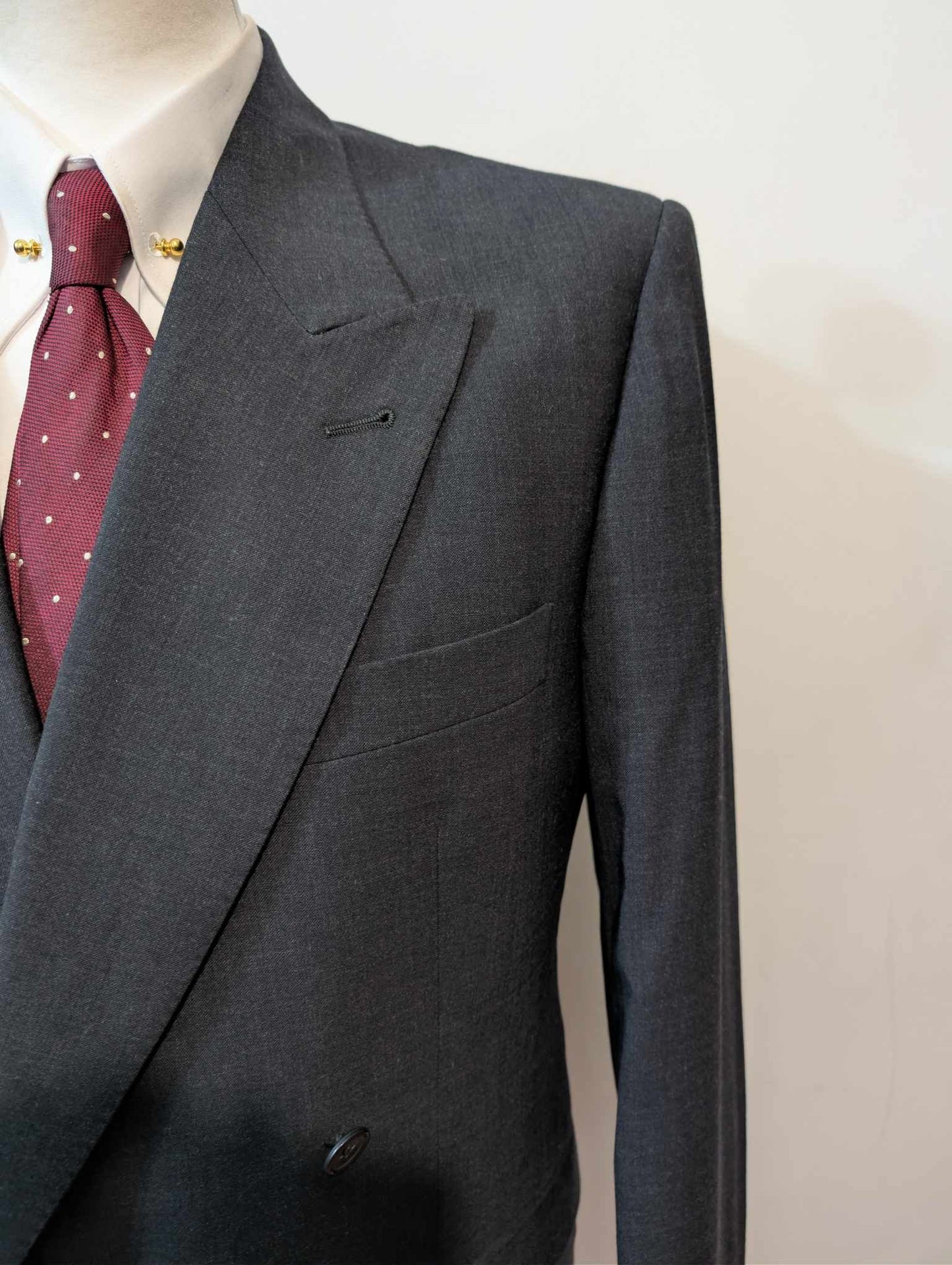 Classic gray wool double-breasted suit