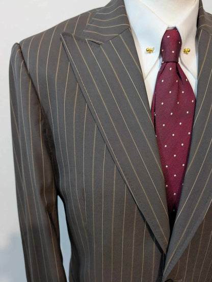 Magnifique costume pinstripe marron en laine