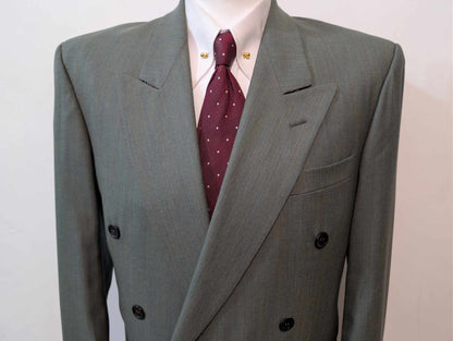 Magnifique costume croisé vert en laine