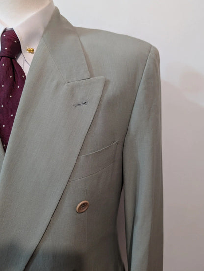 Costume croisé gris vert en laine
