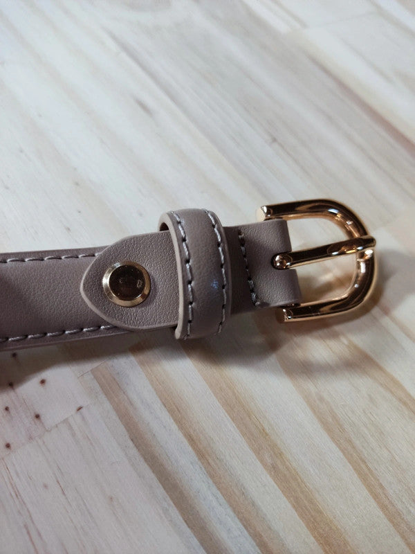 Brown/Beige leather belt 1.9cm