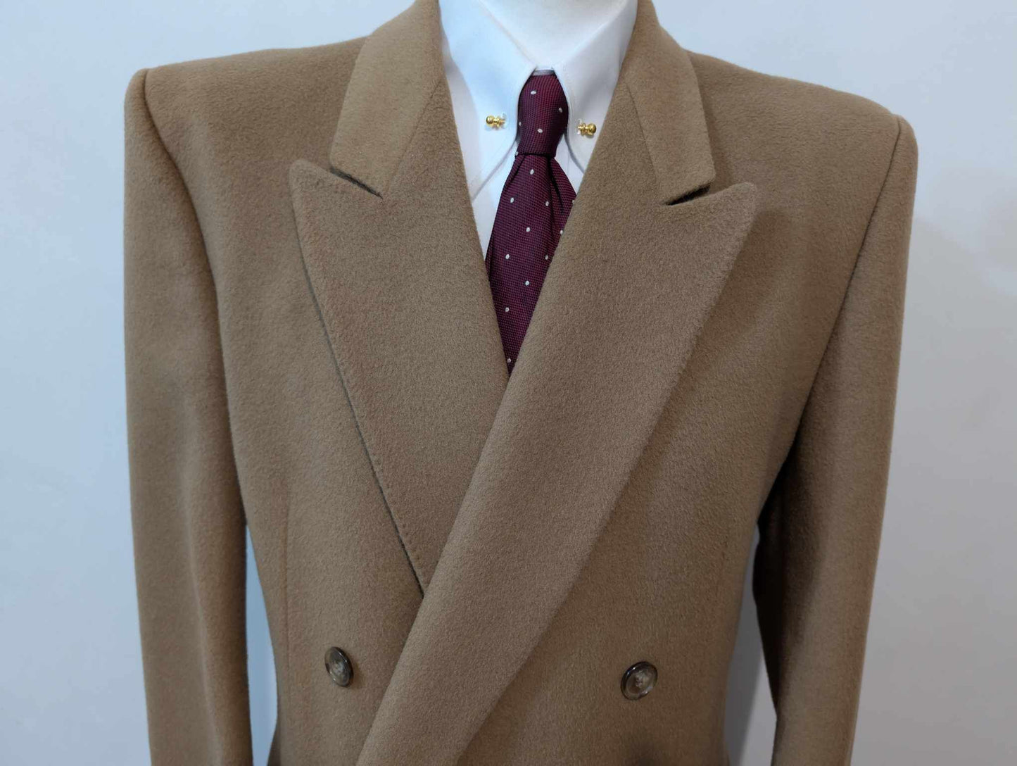 Lumineux manteau croisé camel en laine
