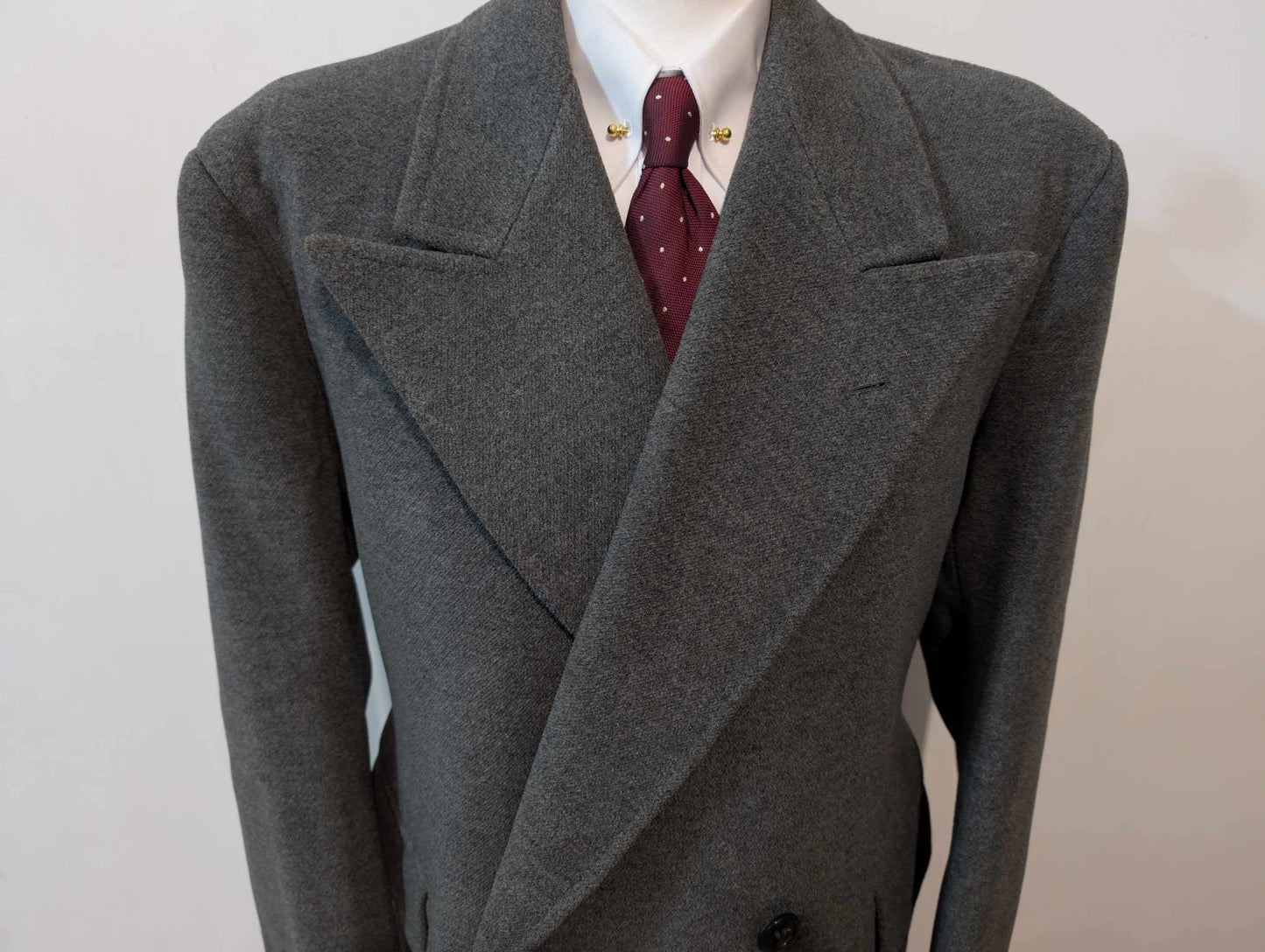 Ancien manteau croisé bespoke en laine épaisse