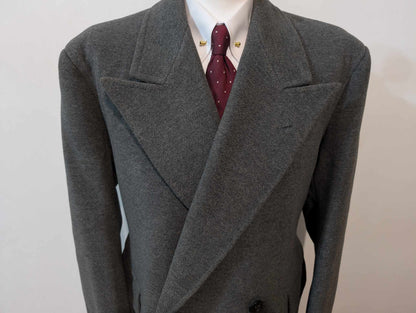 Ancien manteau croisé bespoke en laine épaisse