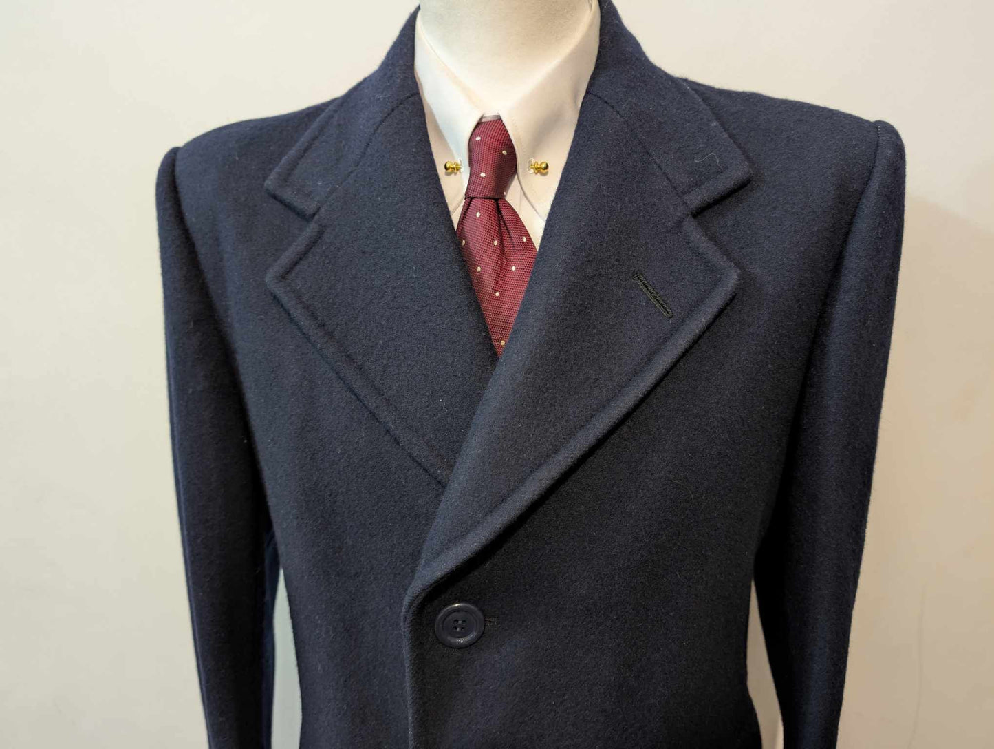 Classique manteau droit bleu marine en laine