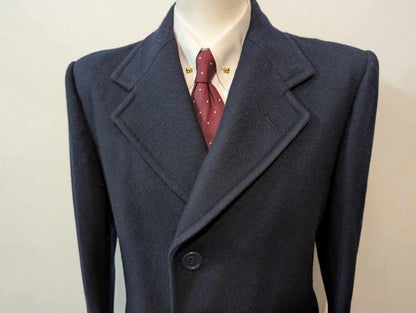 Classique manteau droit bleu marine en laine