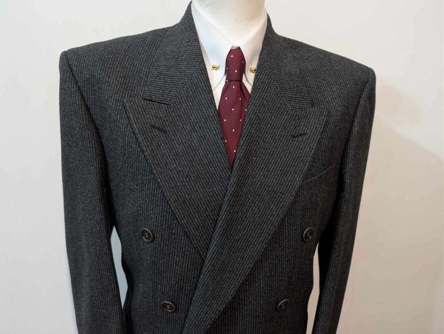 Fantastique costume croisé en flanelle de laine