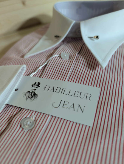 Cotton blend pin-point collar shirt