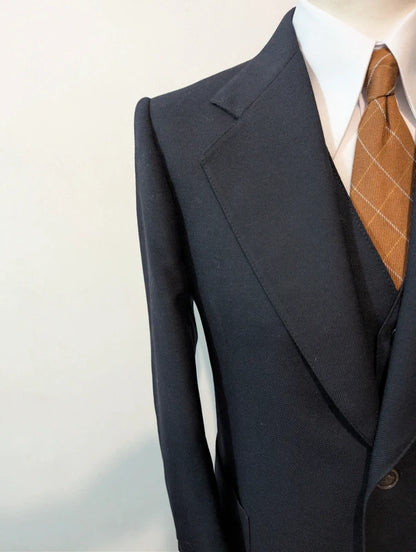 Eleganter marineblauer 3-teiliger Wollanzug