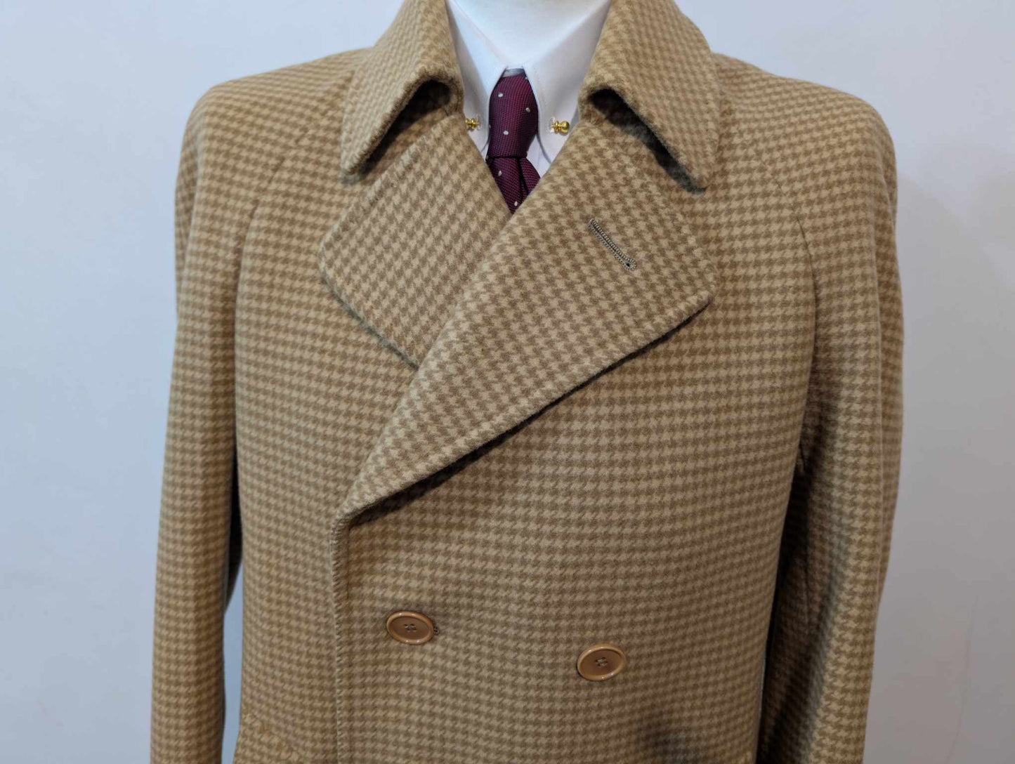 Adorable manteau camel en pied de poule