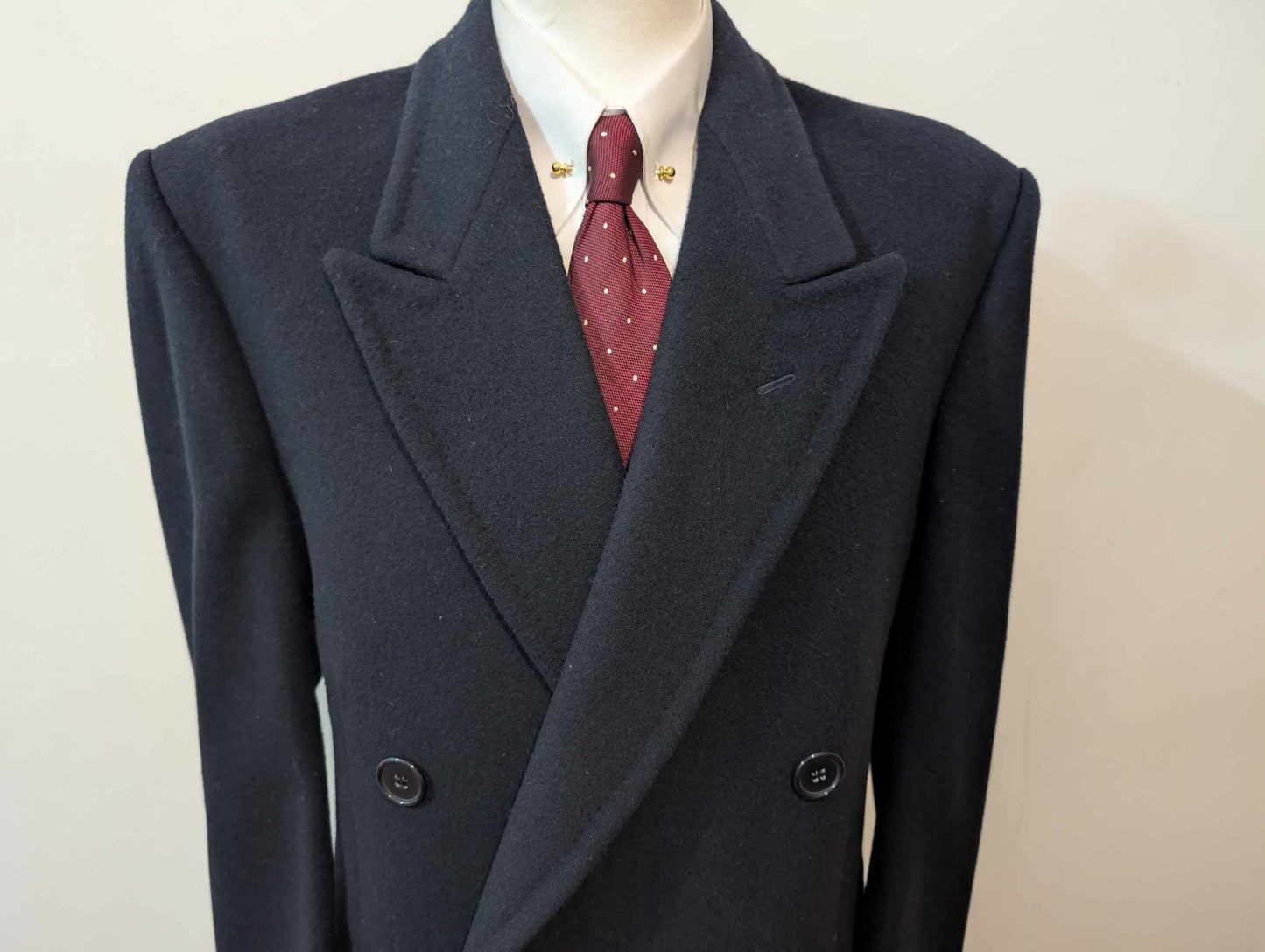 Magnifique manteau croisé bleu marine en laine