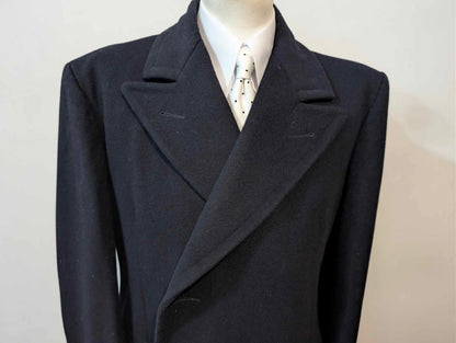Robuste manteau croisé bleu marine en laine
