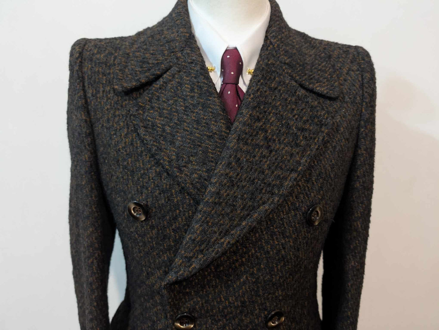 Élégant manteau marron en tweed