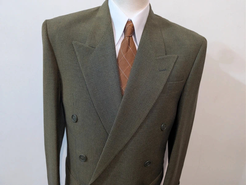 Prächtiger, zweireihiger grüner Wollanzug