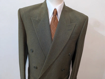 Prächtiger, zweireihiger grüner Wollanzug