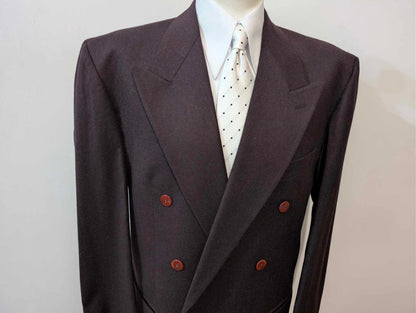 Außergewöhnlicher, zweireihiger, violetter Anzug aus schwerem Flanell