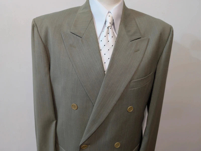 Fabuleux costumes croisé vert en laine