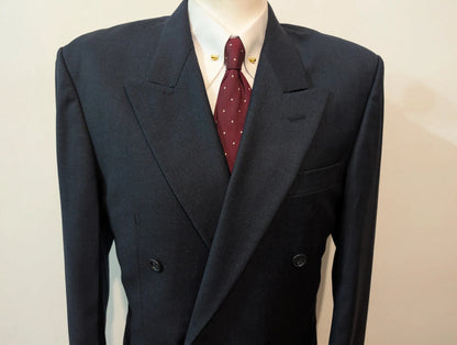 Ravissant costume croisé bleu marine en laine