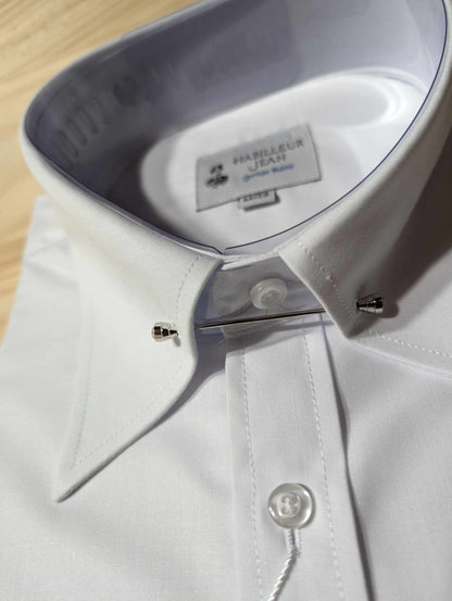 Cotton blend point collar shirt