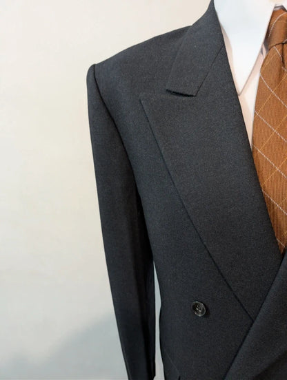 Fabuleux costume croisé gris en laine