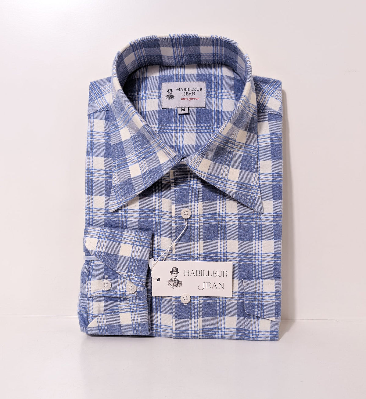 Chemise en flanelle à carreaux bleus