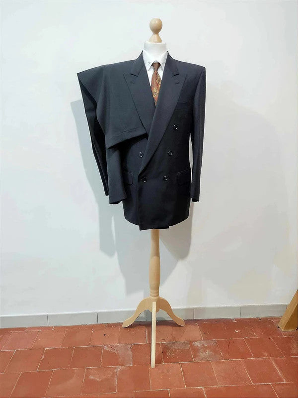 Awesome black wool double-breasted suit