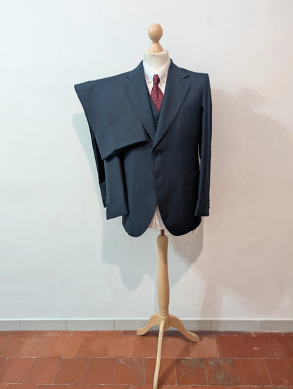 Classique costume 3 piece bleu marine en laine