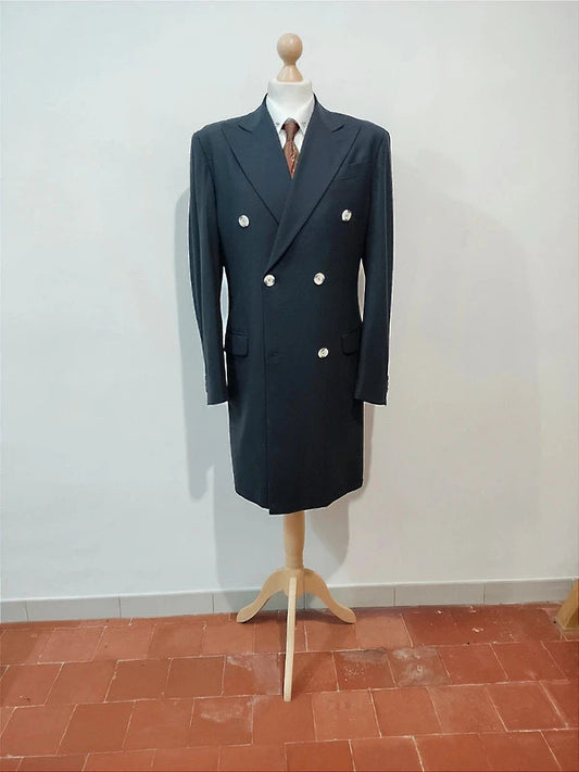 Awesome navy blue wool double-breasted coat