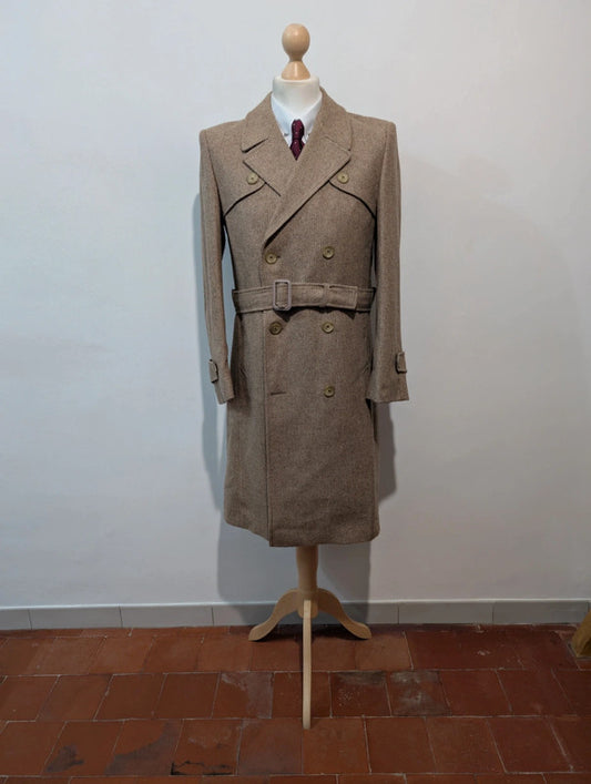 Mignon trench beige marron en tweed