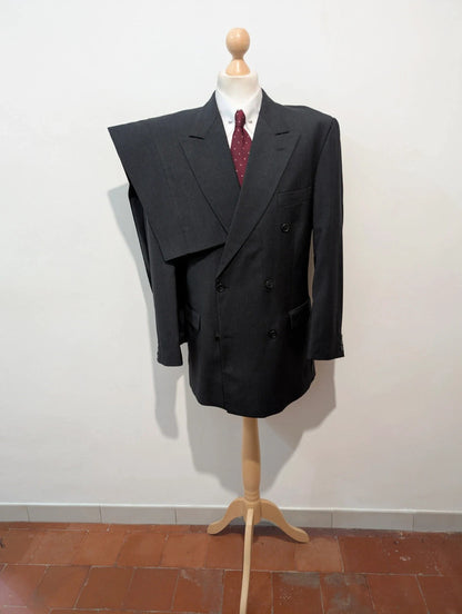 Exceptionnel costume croisé gris en laine froide