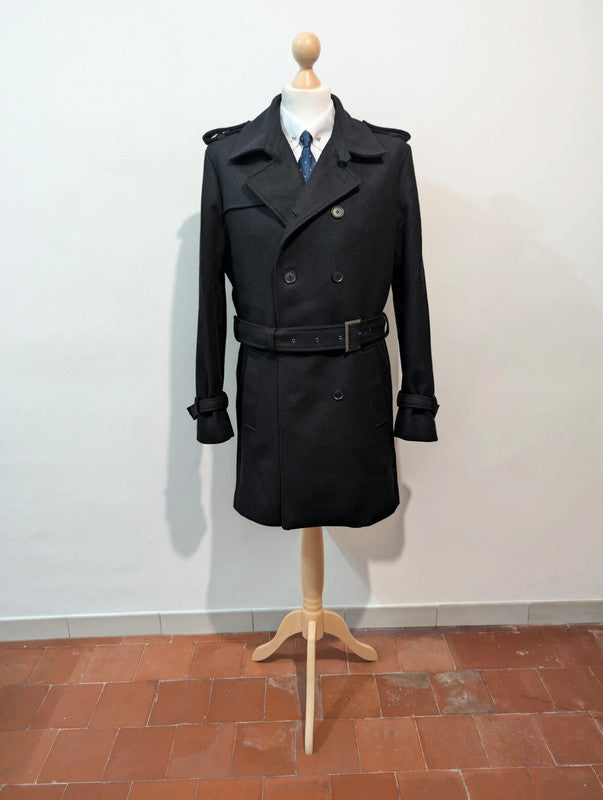 Black wool trench