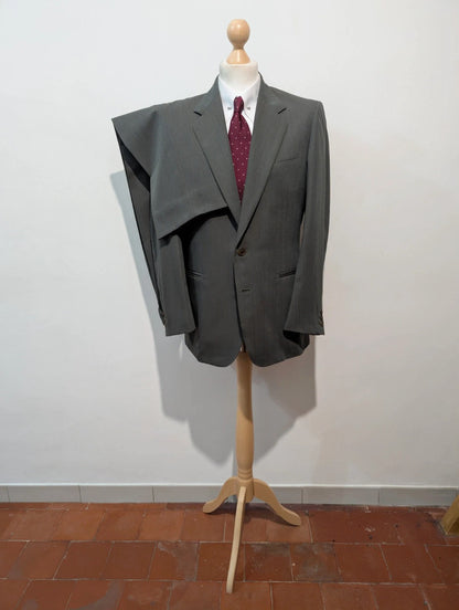 Mignon Costume gris vert a rayure en laine légère